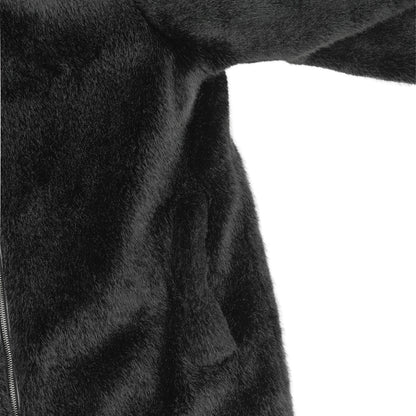 Helmut Lang Oversized Black Faux Mink Bomber Jacket  