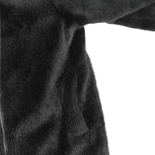 Helmut Lang Oversized Black Faux Mink Bomber Jacket  