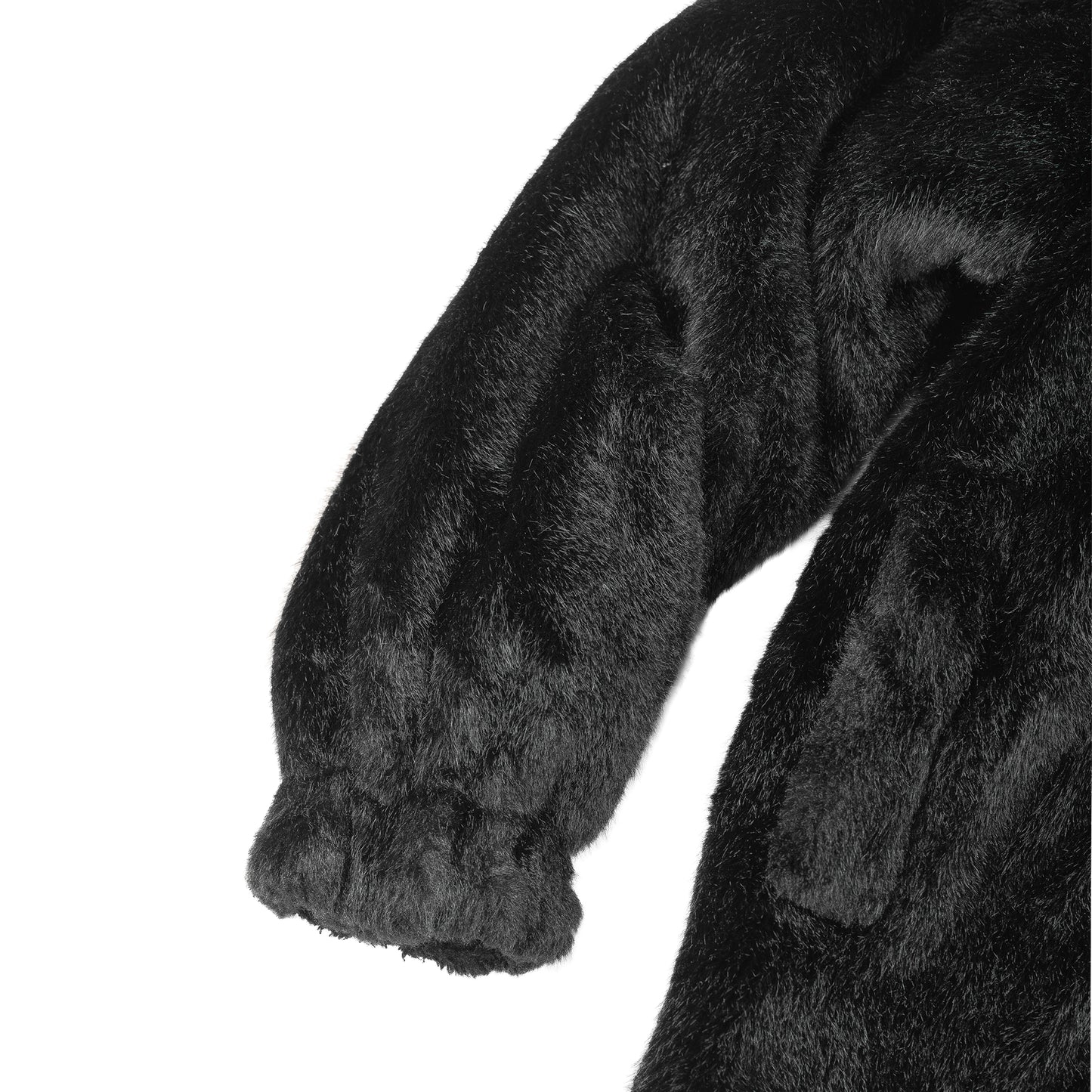 Helmut Lang Oversized Black Faux Mink Bomber Jacket