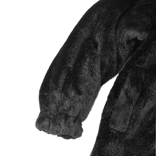 Helmut Lang Oversized Black Faux Mink Bomber Jacket  