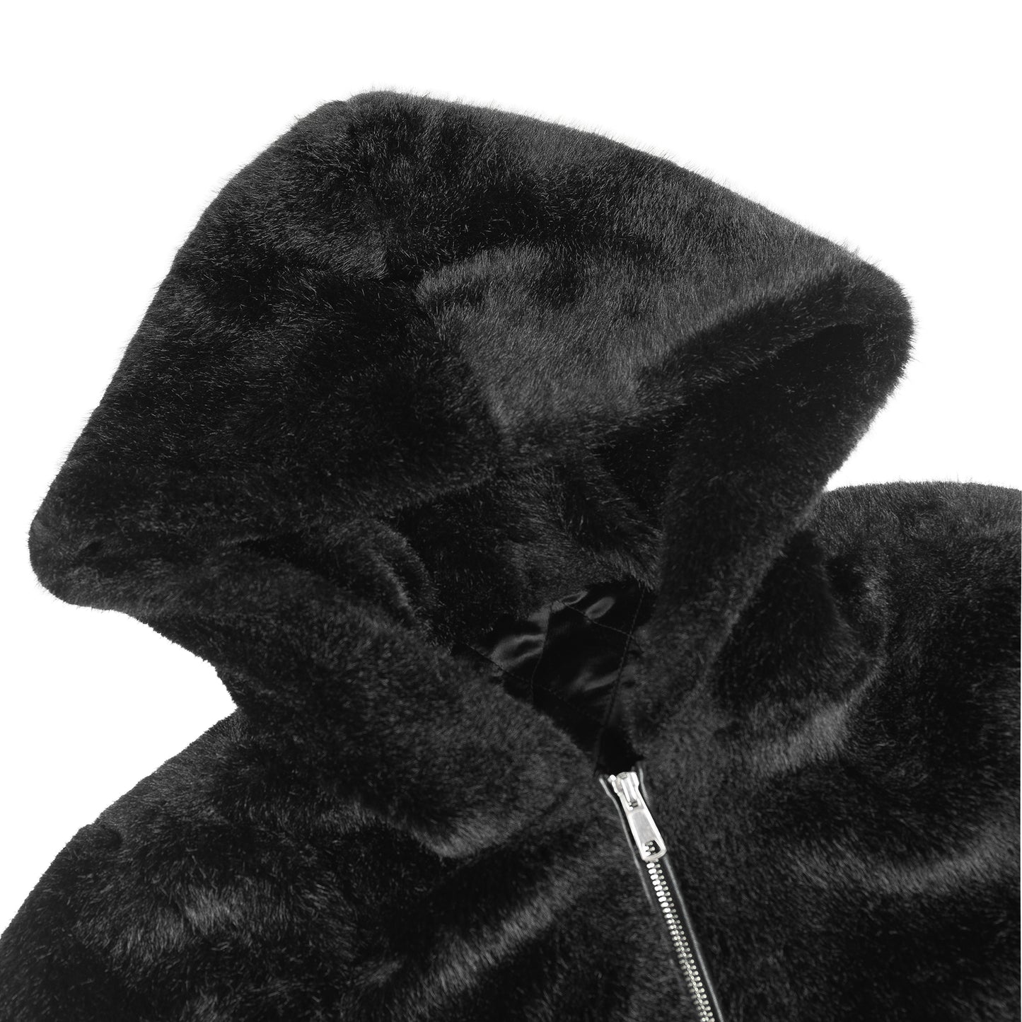 Helmut Lang Oversized Black Faux Mink Bomber Jacket