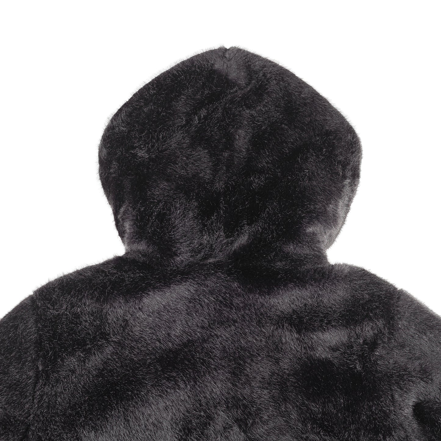 Helmut Lang Oversized Black Faux Mink Bomber Jacket