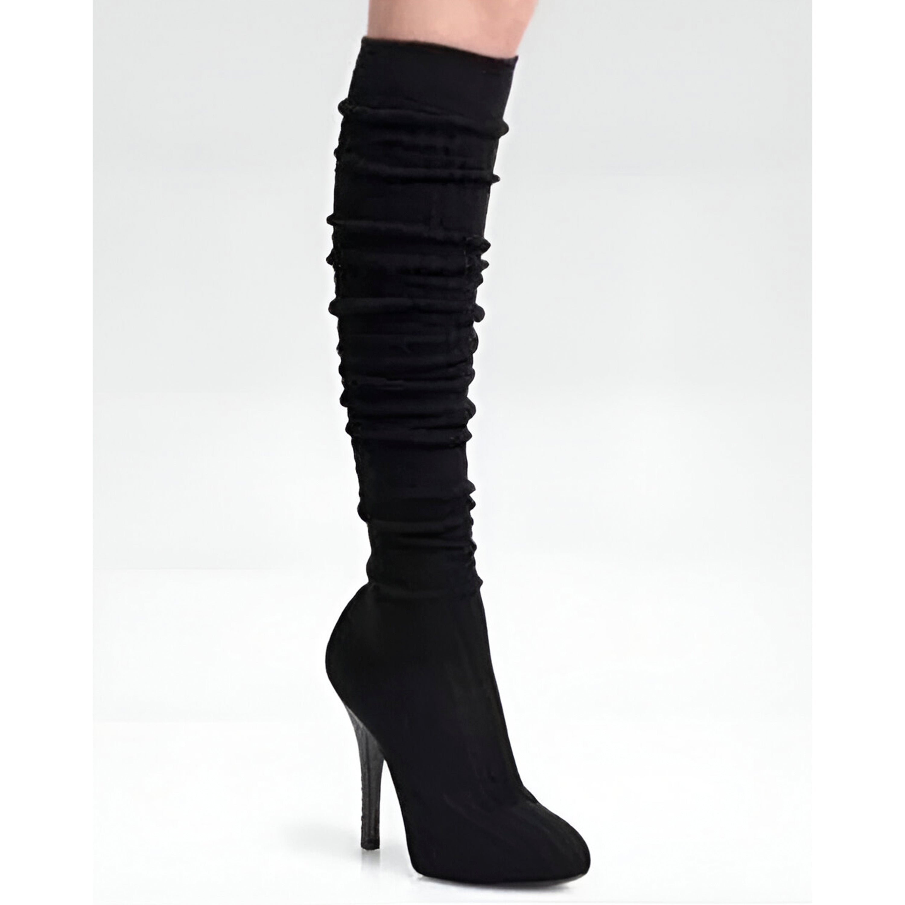 Dolce & Gabbana Vintage Over-the-Knee Black Wool Sock Boots