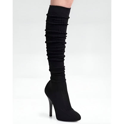 Dolce & Gabbana Vintage Over-the-Knee Black Wool Sock Boots  