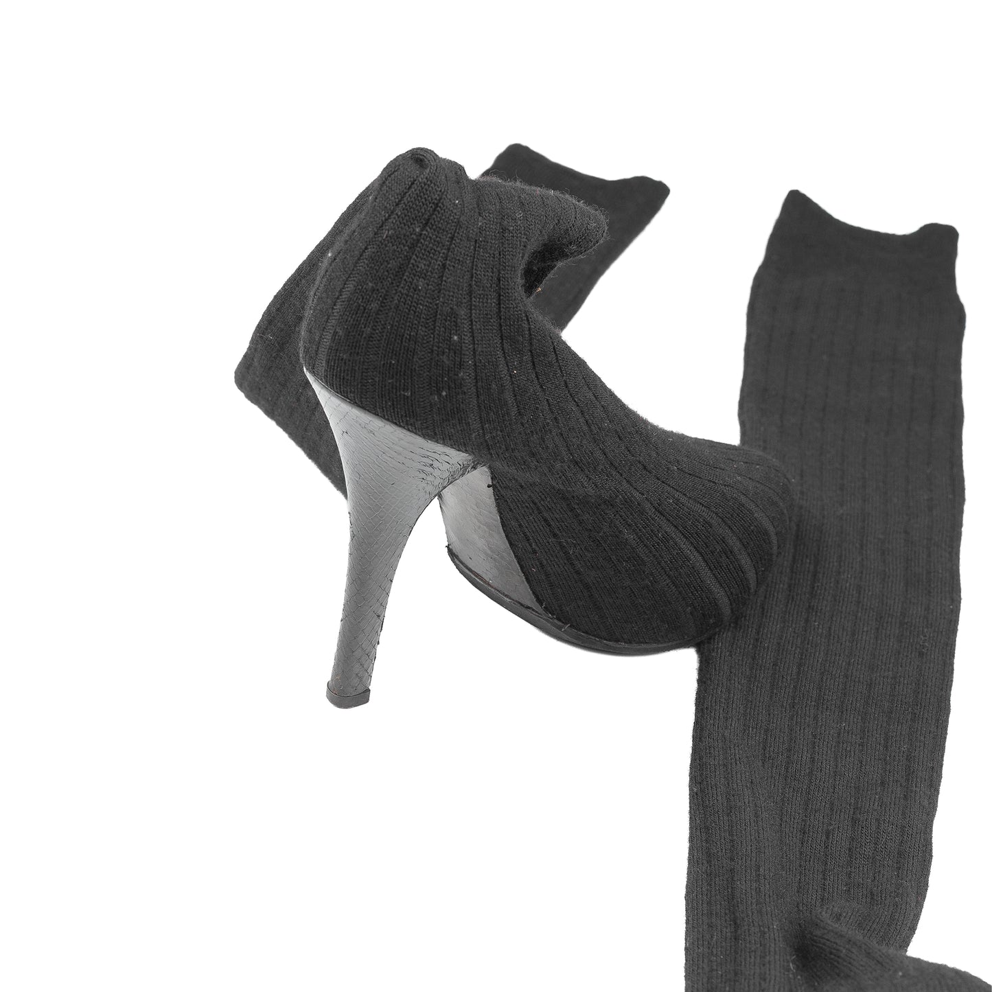 Dolce & Gabbana Vintage Over-the-Knee Black Wool Sock Boots