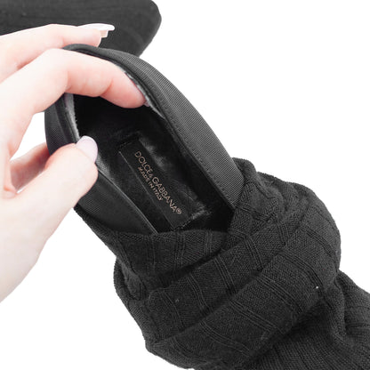 Dolce & Gabbana Vintage Over-the-Knee Black Wool Sock Boots  