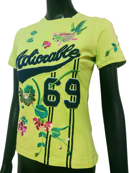 Christian Dior RARE Adiorable Neon Yellow Vintage Baseball T-Shirt (L)