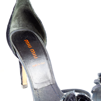 Miu Miu Navy Jeans Velour High Heels (37.5)