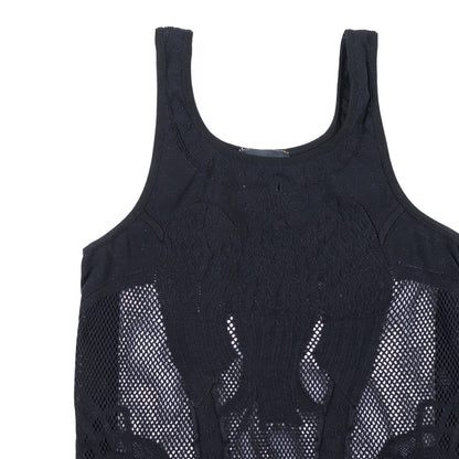 Just Cavalli Fitted Mesh See-Through Tank Top With Perforated/Fishnet Details