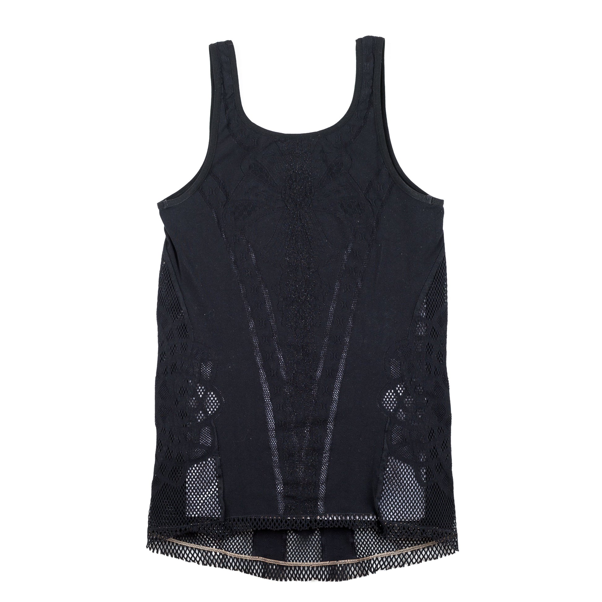 Just Cavalli Fitted Mesh See-Through Tank Top With Perforated/Fishnet Details