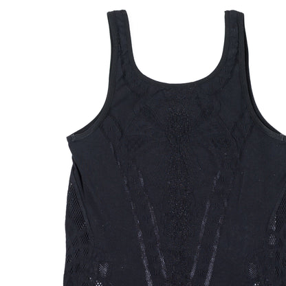 Just Cavalli Fitted Mesh See-Through Tank Top With Perforated/Fishnet Details