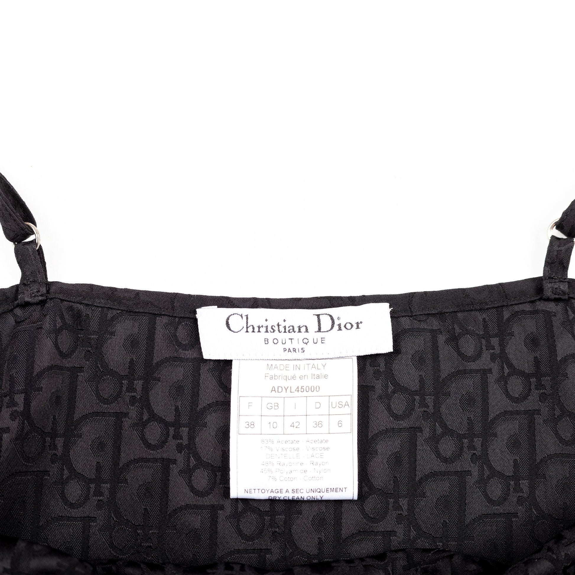 Dior Monogram Black Lace Top With Adjustable Straps