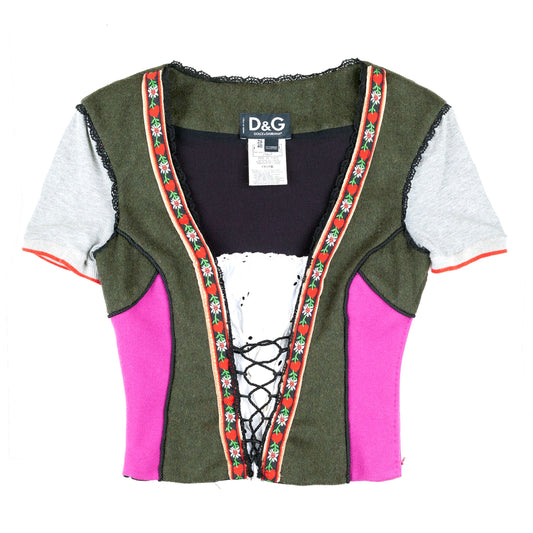 Item: Dolce & Gabbana FW 2002 Bustier Dirndl Cottage Bodycon Top (S)