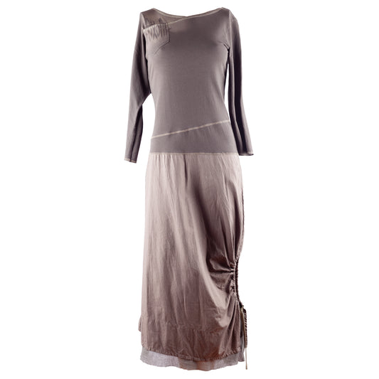 Cop Copine Vintage Asymmetrical Brown/Grey Maxi Dress (M)