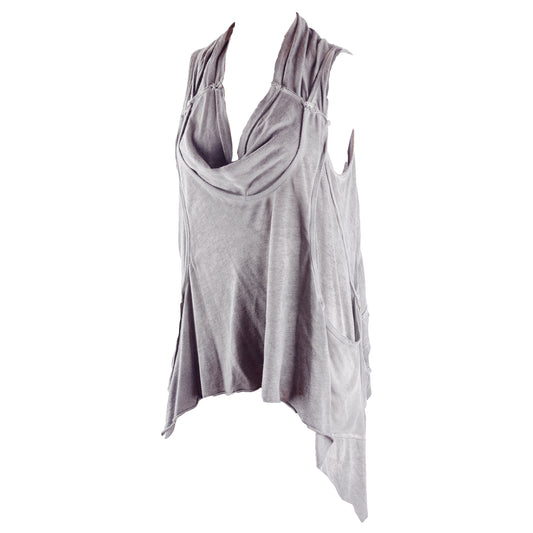 AllSaints Spitalfields Vintage Asymmetrical Grey Top (S)