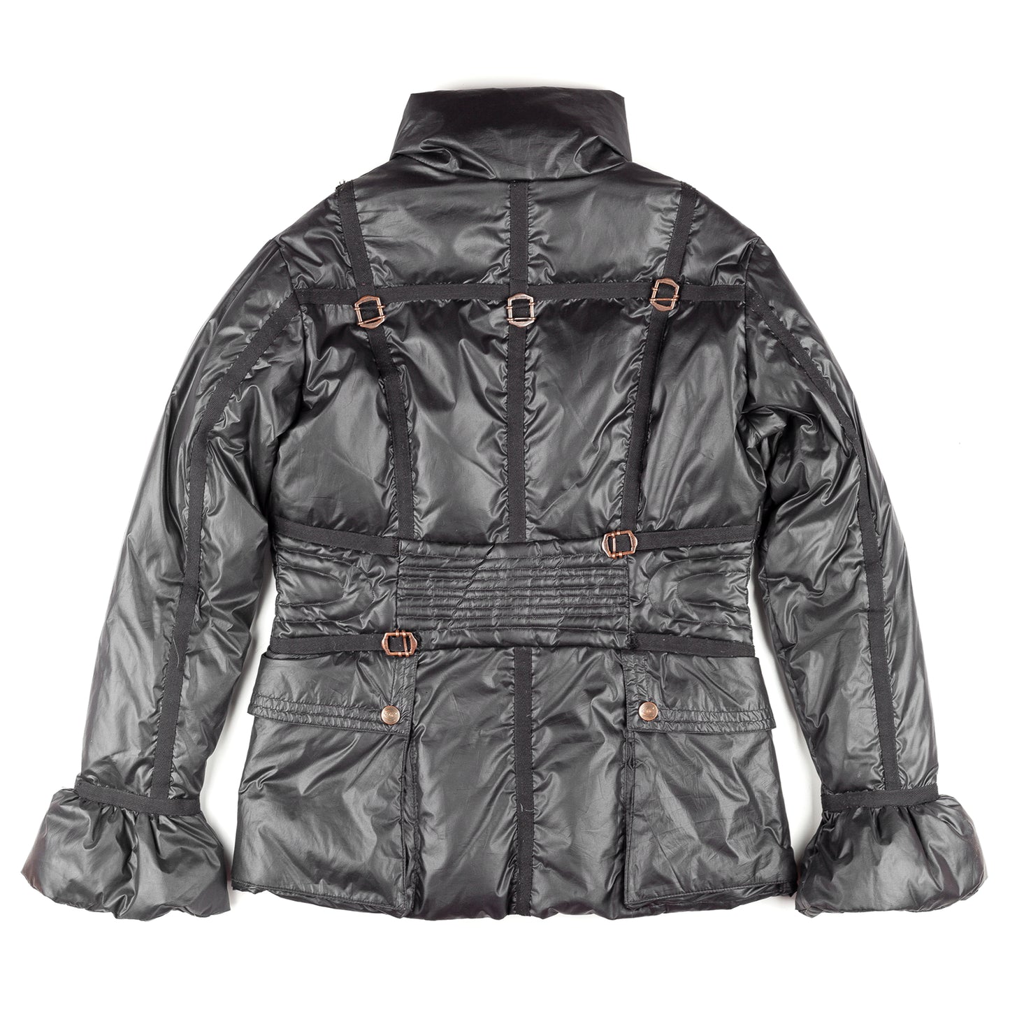 Just Cavalli Vintage Black Nylon Bondage Puffer Jacket (M)