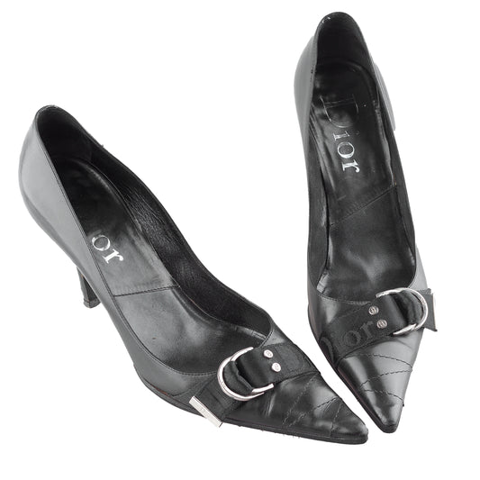 Vintage Dior Heels - Black Leather 