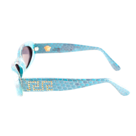Gianni Versace Blue Snake Skin Oval Sunglasses (RARE)