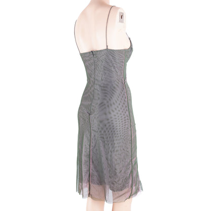 Versace Jeans Couture Bustier Mesh Dress in Pink and Green