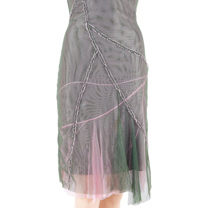 Versace Jeans Couture Bustier Mesh Dress in Pink and Green