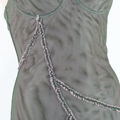 Versace Jeans Couture Bustier Mesh Dress in Pink and Green