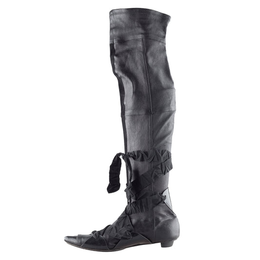 Vintage Marithé François Girbaud MFG High Lace Black Boots (39 EU)