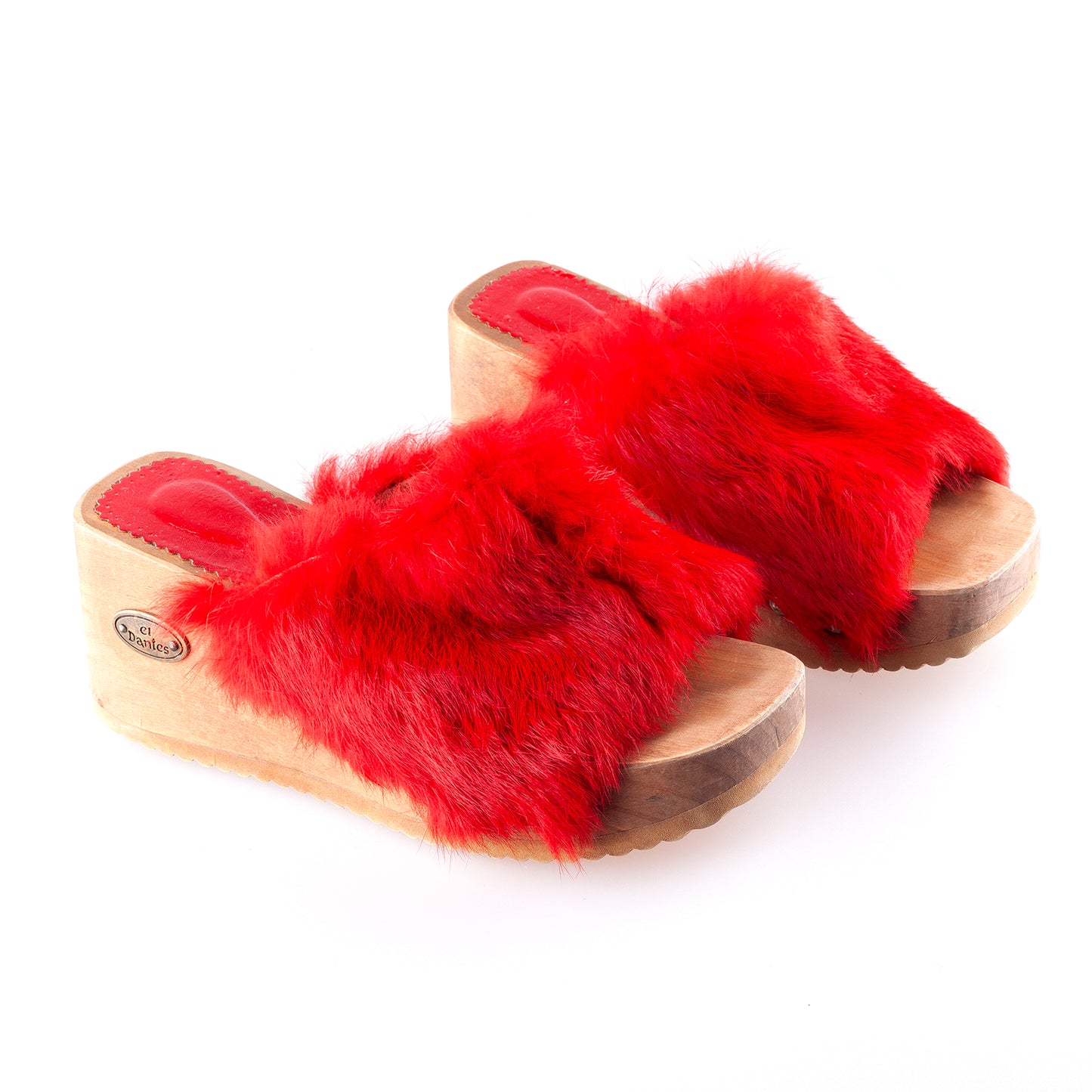 Vintage El Dantes Red Fur Platform Sandals (37 EU)