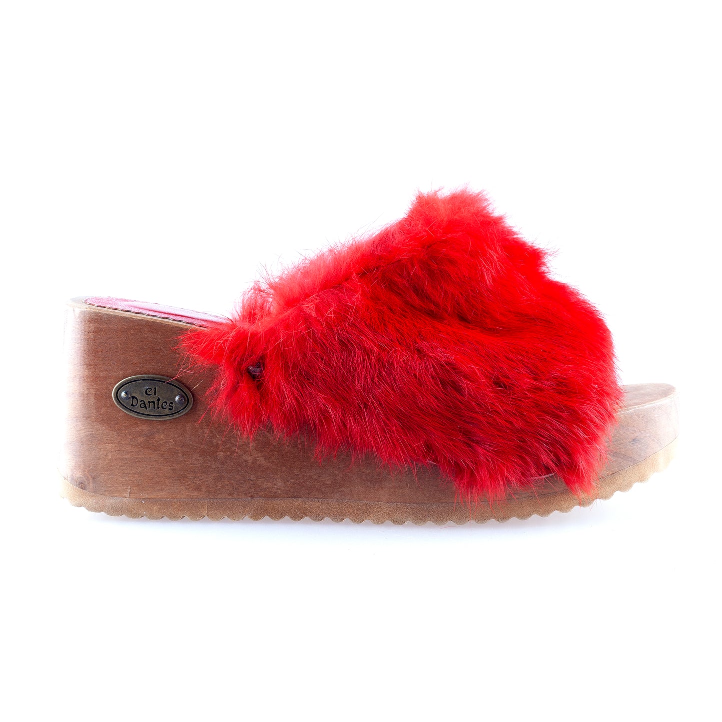 Vintage El Dantes Red Fur Platform Sandals (37 EU)