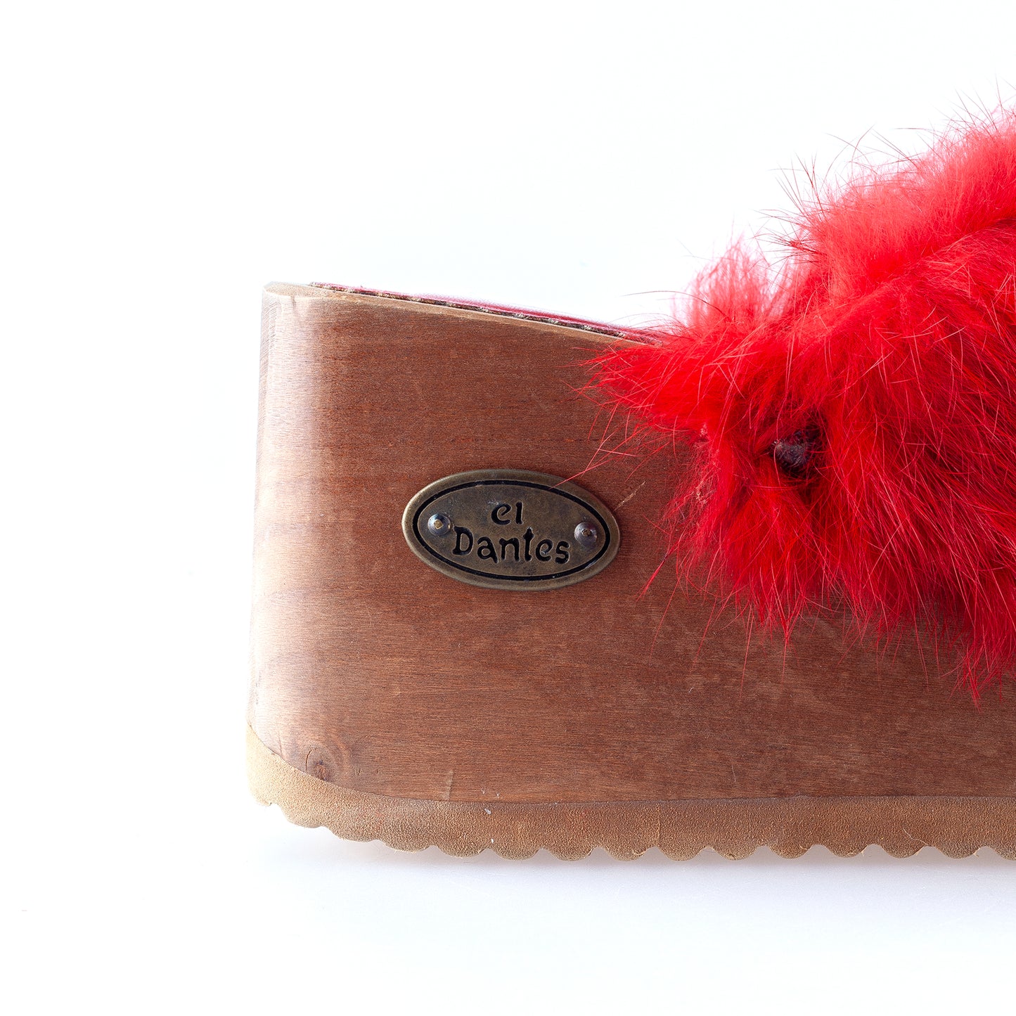 Vintage El Dantes Red Fur Platform Sandals (37 EU)