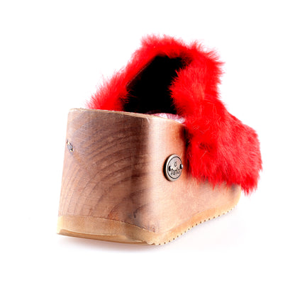 Vintage El Dantes Red Fur Platform Sandals (37 EU)