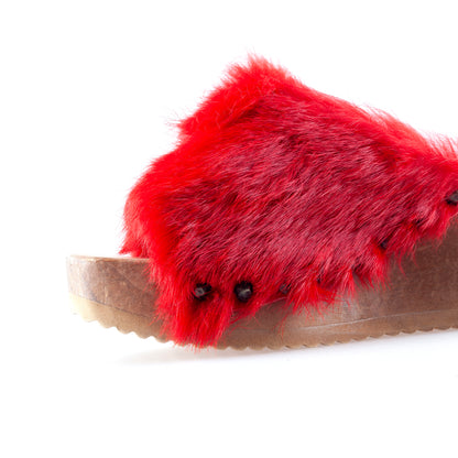 Vintage El Dantes Red Fur Platform Sandals (37 EU)