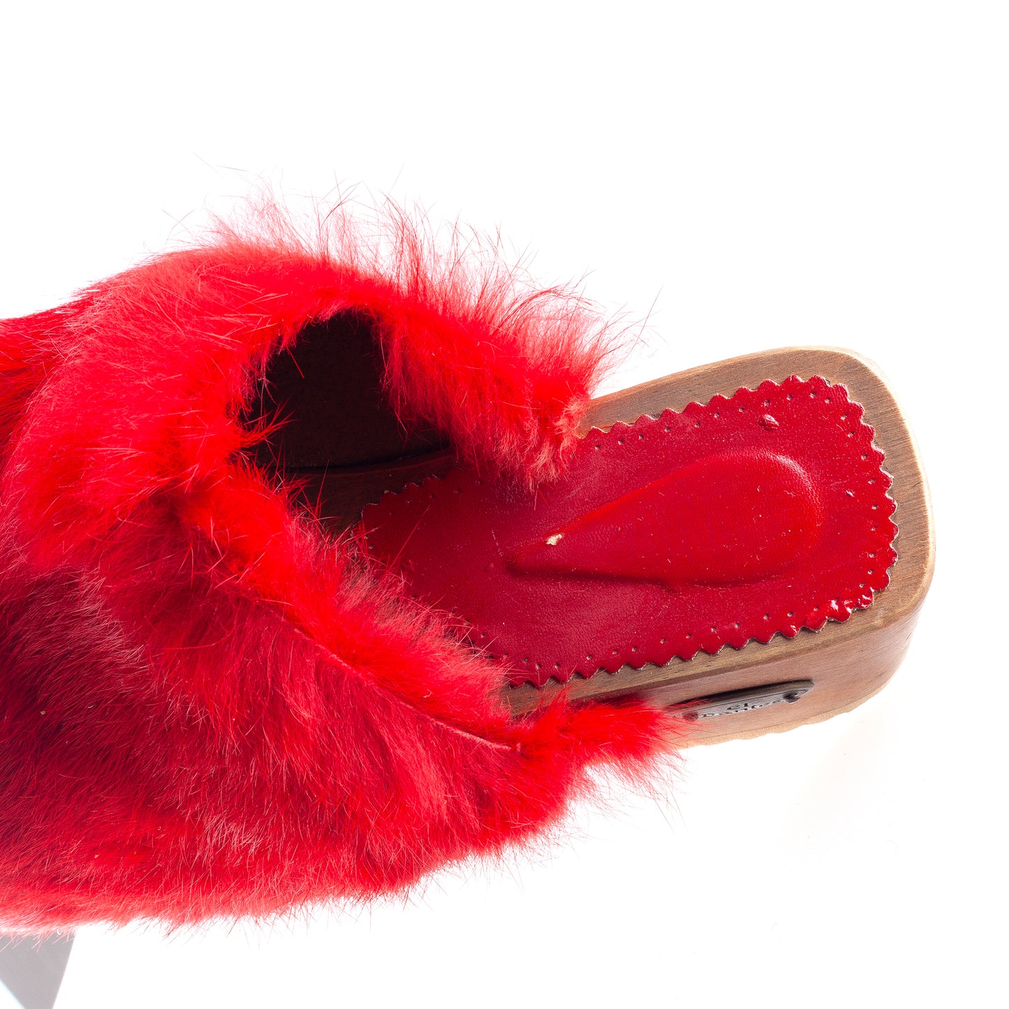 Vintage El Dantes Red Fur Platform Sandals (37 EU)