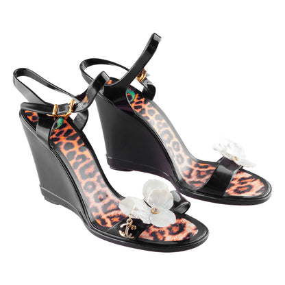 Vintage Just Cavalli Black Flower Sandals (39 EU)