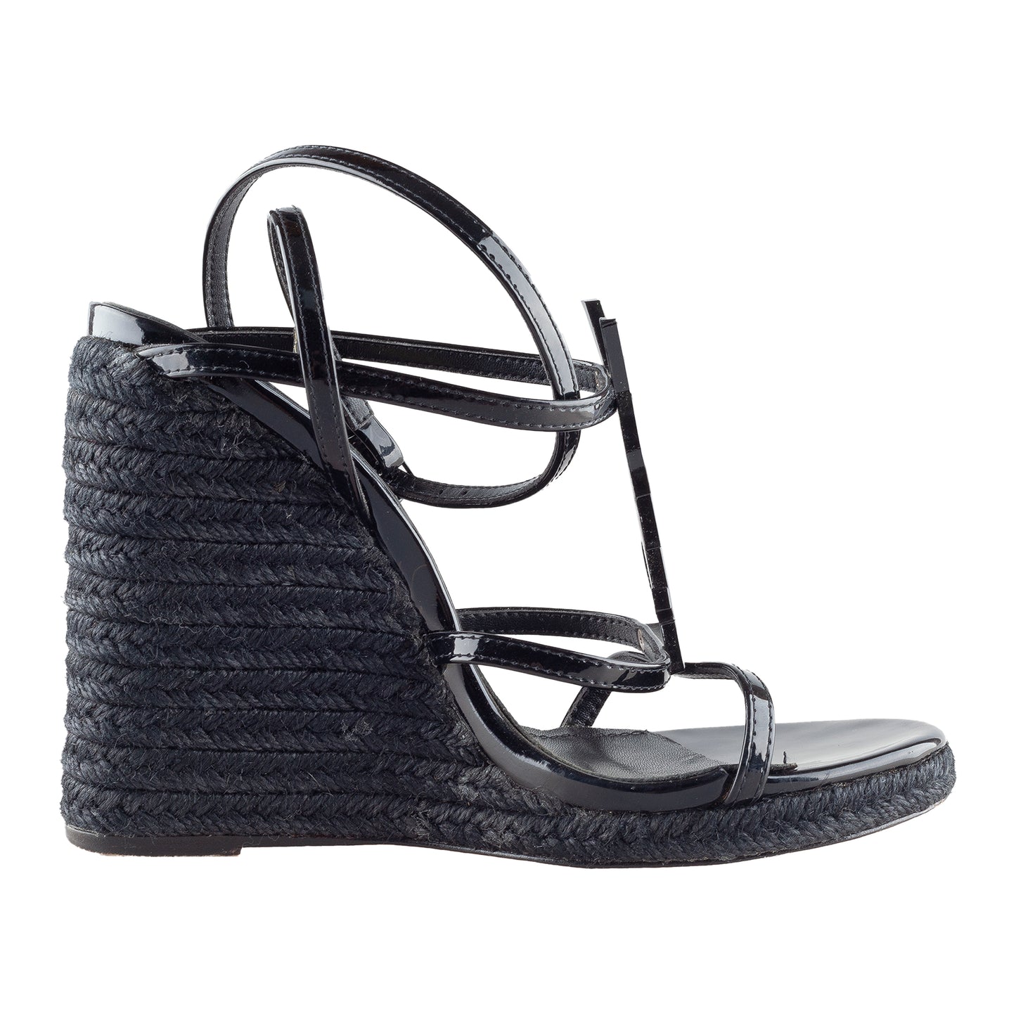 Saint Laurent Cassandra Black Wedge Espadrilles (40 EU)