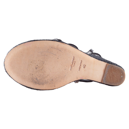 Saint Laurent Cassandra Black Wedge Espadrilles (40 EU)