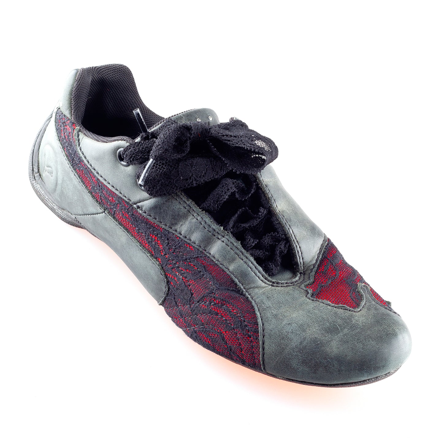 Vintage Puma Lace Gray/Red Sneakers (37 EU)