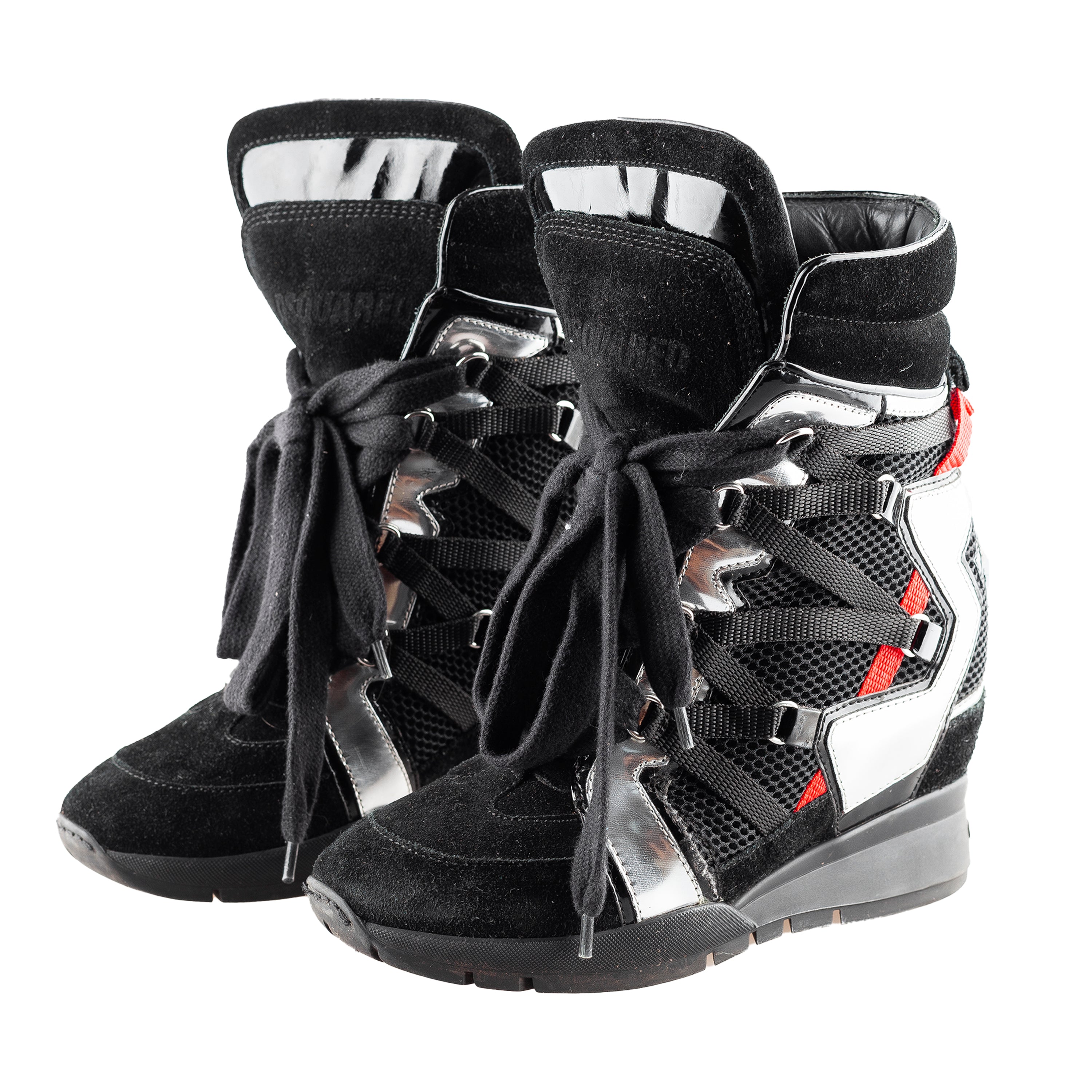 DSQUARED2 Black Wedges High Top Sneakers (37 IT / 38 EU)