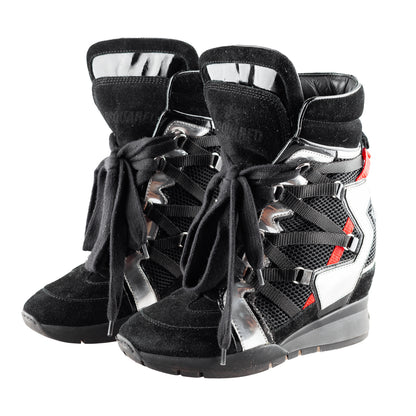 DSQUARED2 Black Wedges High Top Sneakers (37 IT / 38 EU)