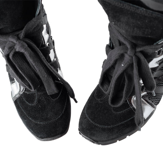 DSQUARED2 Black Wedges High Top Sneakers (37 IT / 38 EU)