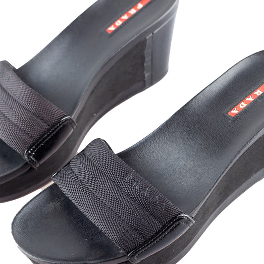 Prada Sport Black Vintage Sandal Wedges (36,5 IT/37,5 EU)