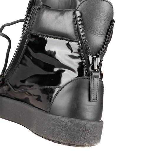 Giuseppe Zanotti Black Homme Patent May London High-Top Sneakers (39 IT/ 40 EU)