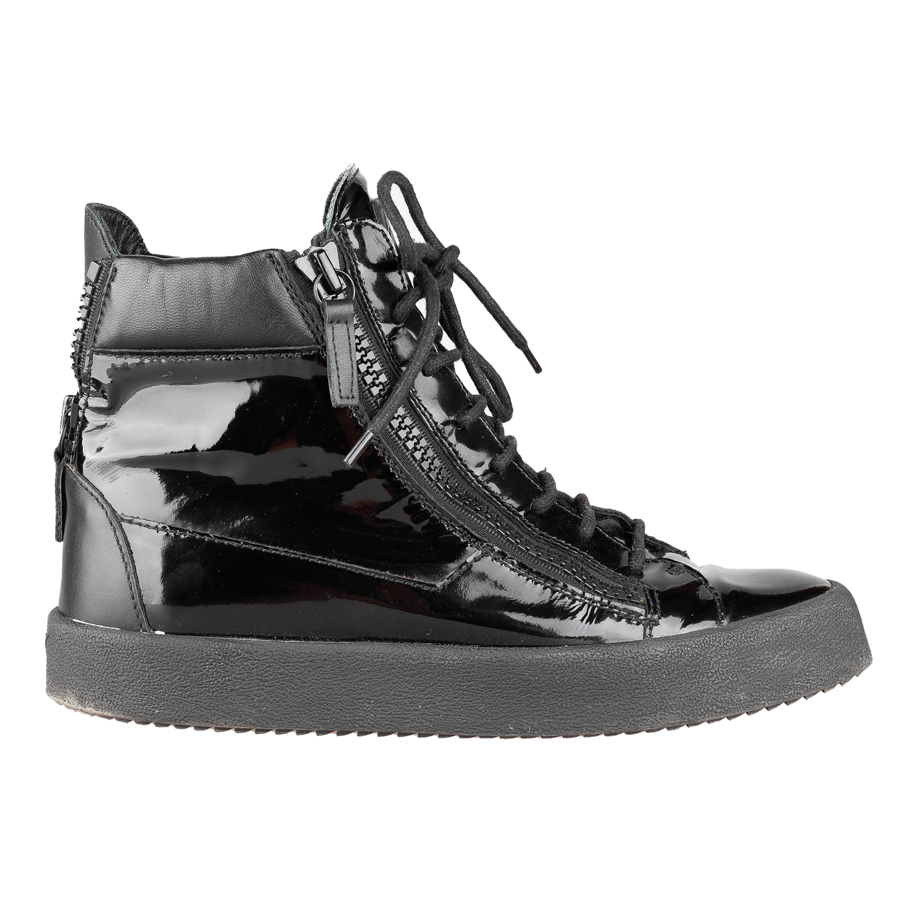 Giuseppe Zanotti Black Homme Patent May London High-Top Sneakers (39 IT/ 40 EU)