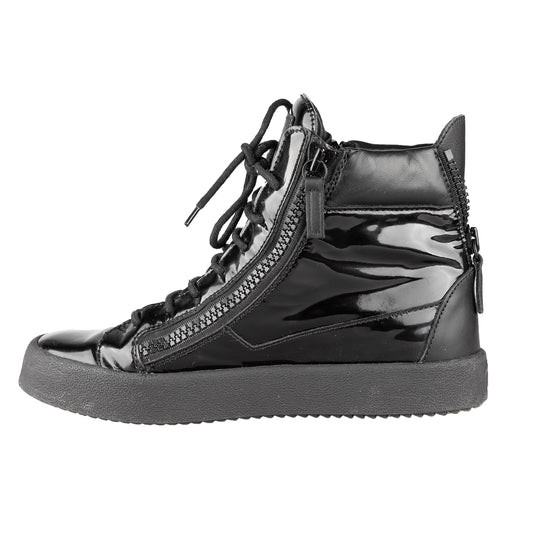 Giuseppe Zanotti Black Homme Patent May London High-Top Sneakers (39 IT/ 40 EU)