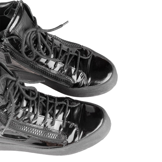 Giuseppe Zanotti Black Homme Patent May London High-Top Sneakers (39 IT/ 40 EU)
