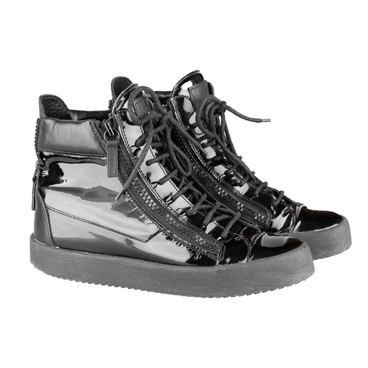 Giuseppe Zanotti Black Homme Patent May London High-Top Sneakers (39 IT/ 40 EU)