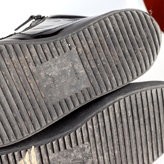 Giuseppe Zanotti Black Homme Patent May London High-Top Sneakers (39 IT/ 40 EU)