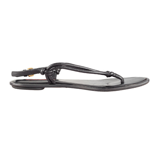 Prada Sport Vintage Black Flat Thong Sandals (37 IT / 38 EU)