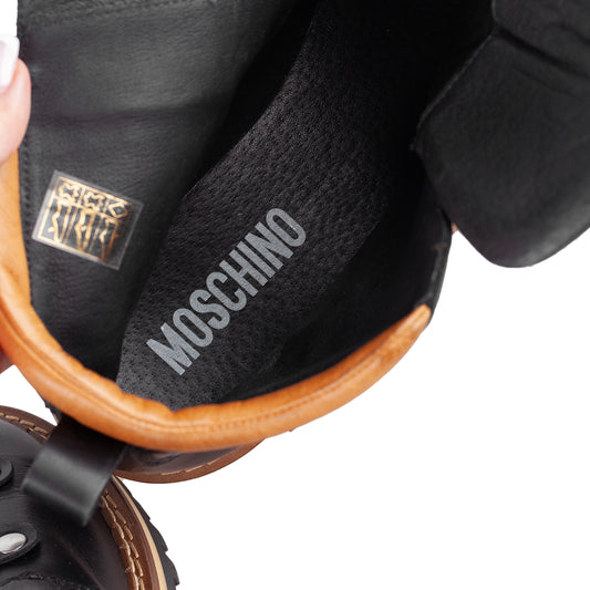 Moschino Black Leather Ski Buckle Boots (43 IT / 44 EU)