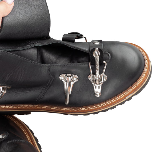 Moschino Black Leather Ski Buckle Boots (43 IT / 44 EU)