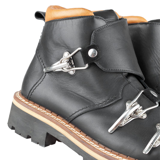 Moschino Black Leather Ski Buckle Boots (43 IT / 44 EU)